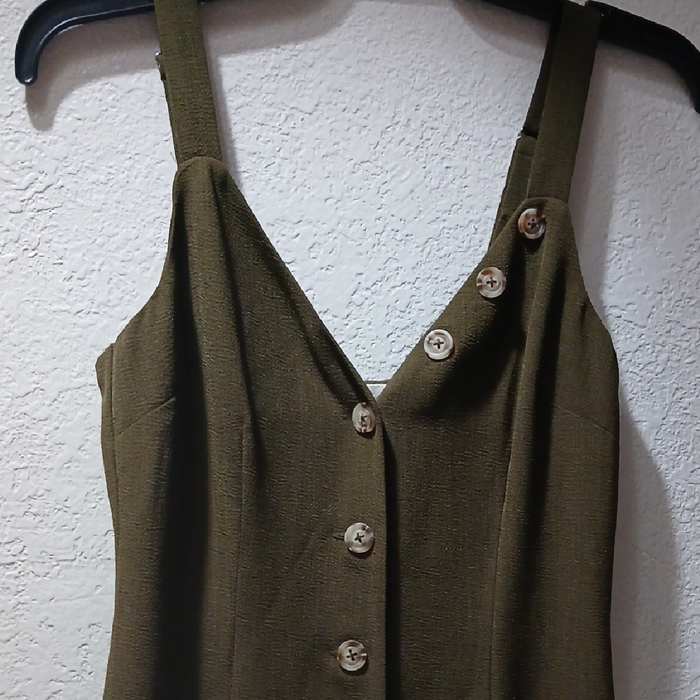 Olive Green Button-Up Dress